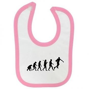 Evolución de baloncesto diseño babero de bebé con rosa claro Contrast Trim y impresión en negro