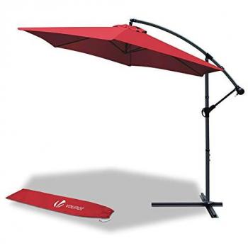 Sombrilla Voladiza Parasol 3m Rojo con Protección UV50+ y Funda Protectora