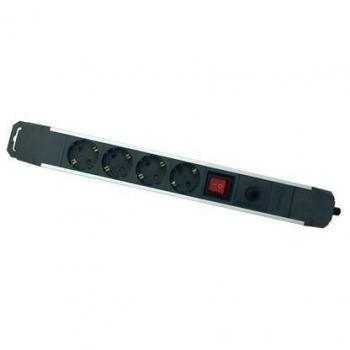 Regleta de Aluminio Elbat con 4 Tomas Schuko, Interruptor On/Off, Protección de Sobrecarga y Cable de 1.50m - EB0149
