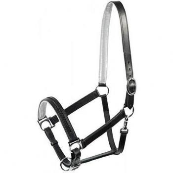 PFIFF Vario - Cabestro de Piel con Brillantes, Negro/Rosa, Warmblut
