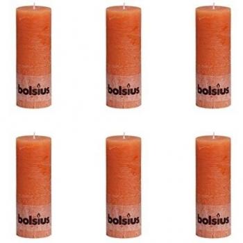 Bolsius Vela del Pilar Rústica 190 x 68 mm 6 Piezas Naranja