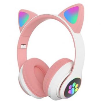 Auriculares Inalámbricos Bluetooth Q-em3 con Micrófono y LED en Forma de Orejas de Gato