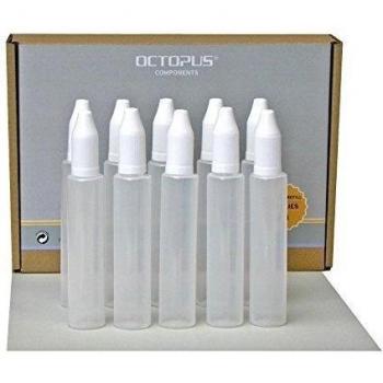 10 x 30 ml LDPE botellas de plástico para rellenar de S de cigarrillos S de Liquids, lápiz botellas/Liquid botellas M. Blancas Cierres en tu bolsillo, aguja botellas con 10 etiquetas etiquetas