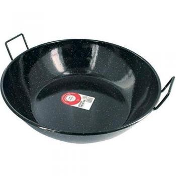 Garcima 5020017 Sartén Doble Honda Con Asas Esmaltada 55 cm, Metal, Negro