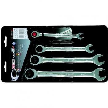 KS Tools 503.4204 - Pack de 4 piezas con llaves combinadas con carraca Gear