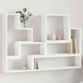 Estantería de pared madera de ingeniería 96x12x64 cm en Blanco, Negro y Roble Sonoma - Mueble de Almacenaje para Oficina, Estudio y Dormitorio - Estantería/Librería/Mueble de Almacen