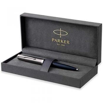 Parker 51 bolígrafo | cuerpo azul medianoche con adorno cromado | punta mediana con recambio de tinta negra | estuche de regalo