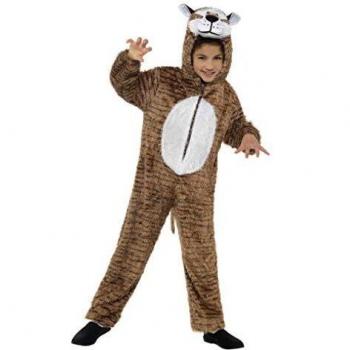 Smiffys-30802 Disfraz de Tigre, Incluye Enterizo con Capucha, Color marrón, S-Edad 4-6 años