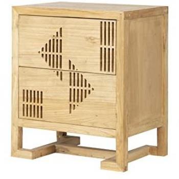 Mesita de Madera Hat Yai 61x43x73 Cm Elegante y Moderna, Natural de Olmo, Olmo Reciclado