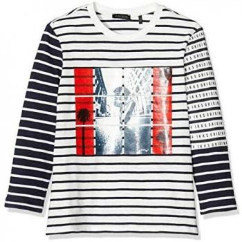 IKKS Junior tee-Shirt Marinière Imprimé Top de Manga Larga, Marfil