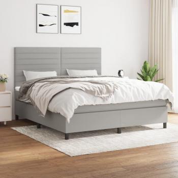 Cama box spring con colchón gris claro 180x200 cm Tela