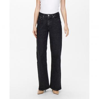 ONLY Juicy HW Wide Leg Jeans Black, Women's Straight Jeans, Size W26 L32, Denim with Zip/Button Fastening