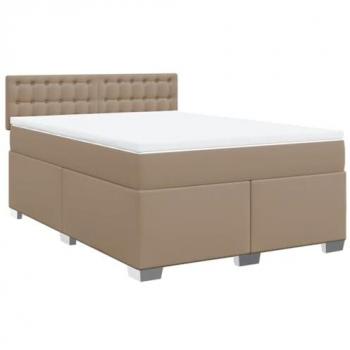 Cama Box Spring con colchón Cuero Sintético Capuchino 140x200cm