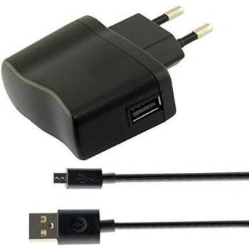 Contact - Cargador de Red USB 2A + Cable Micro USB, 1 m, Negro