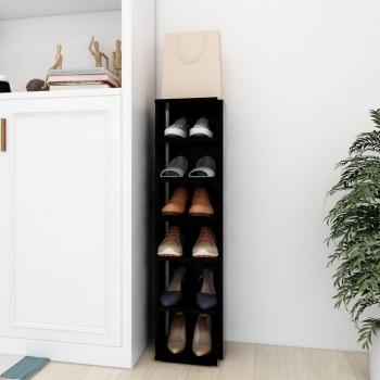Zapatero negro de madera multicapa y contrachapada, dimensiones 27,5x27x102 cm