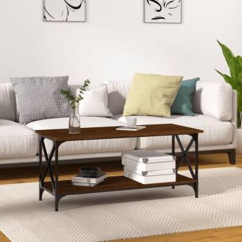 Mesa de centro de Roble Marrón 100x45x45 cm madera y hierro multicapa Vidaxl