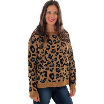 Vero Moda Jersey Mujer S Marrón 10221502 VMLEO LS O-Neck Blouse Tobacco Brown W. Black +