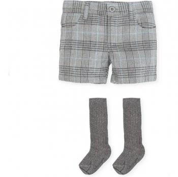 Bermuda de bebé niño Tutto Piccolo en gris con calcetines a juego