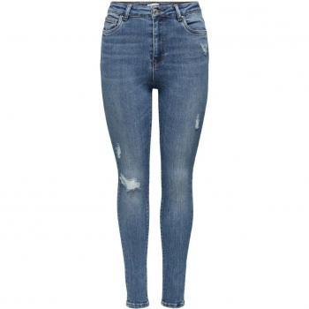 Only Mila Life High Waist Skinny Jeans for Women in Medium Blue Denim