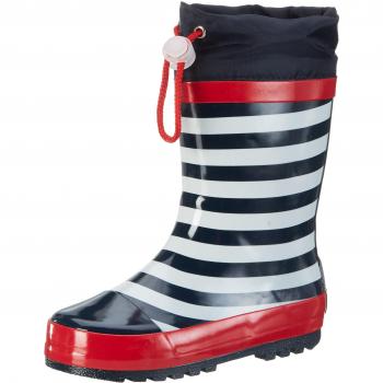 Playshoes Maritime Children's Rubber Rain Boots, Blue Navy Stripes, Size 30/31