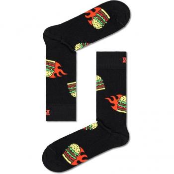 Happy Socks - Calcetín para hombre con dibujos Flaming Burger negro rojo 41-46