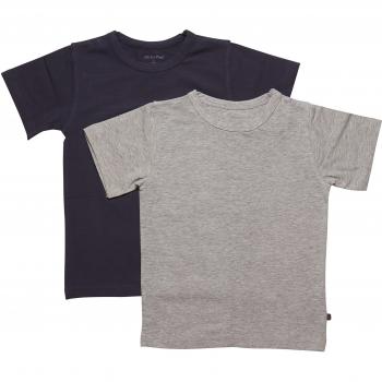 Camiseta Básica Minymo para Niños (2-Pack) Azul y Gris Basalto - Talla 122
