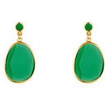 Córdoba Jewels | Pendientes en plata de ley 925 bañada en oro con piedra semipreciosa con diseño Lux Kiut Esmerlada Gold