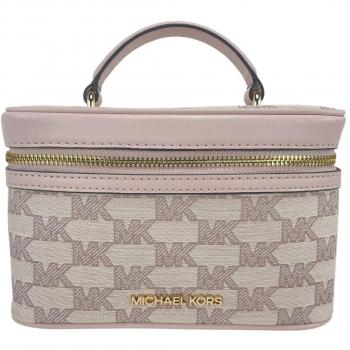 Jet Set Medium Powder Blush Jacquard Canvas Zip Trunk Crossbody Bag