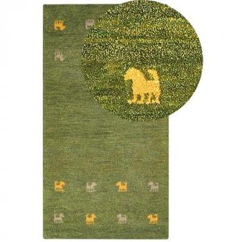 Alfombra de Lana Verde Motivo Western 80 x 150 cm Hecha a Mano