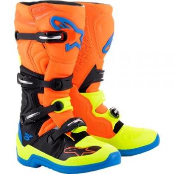 Alpinestars Botas de Motocross Tech 5 Naranja-Azul Esmaltado-Amarillo Fluo 42