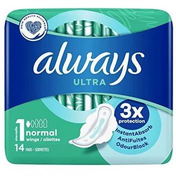Always - 14x Ultra Sanitary Pads Normal Size 1 with Wings - 1 Piece