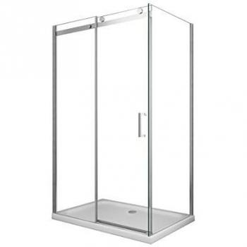 Caja de ducha de vidrio reversible de 8 mm con pared fija lateral, altura 190 cm, dimensiones 80x120