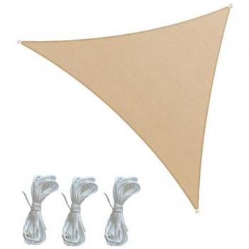 Toldo Vela Triangular Impermeable Rebecca Mobili 500x500x500 Poliéster Acero Beige Oscuro