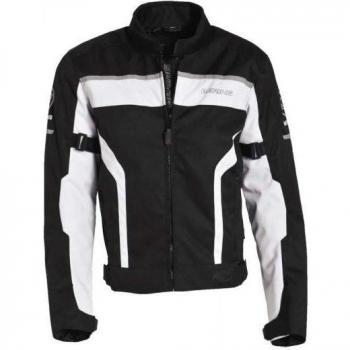 Bering-Cazadora Bering Neutron moto, color negro y blanco Blanco blanco Talla:medium