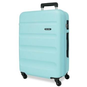 Maleta Mediana Rígida Roll Road Flex 65cm Azul Cielo con Cierre de Combinación y 4 Ruedas Dobles, 56L, 3.16 kg