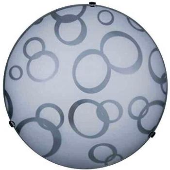 Plafón Decorativo de Cristal Blanco con Ganchos Transparentes y Portalámpara E27, 30 cm, Diseño de Círculos