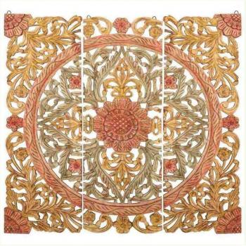 Panel de Pared Artesanal de Madera Marrón 120x120x2,5 cm