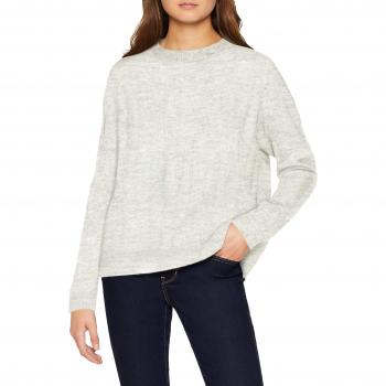 Vero Moda Vmiva LS Rib O-Neck Blouse, suéter para Mujer, Gris