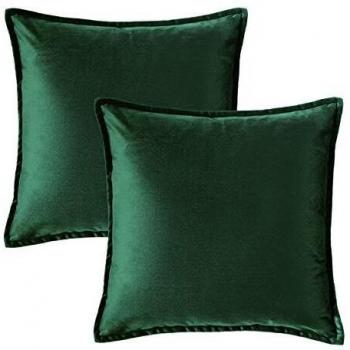 Bedsure Funda Cojin 50 x 50 Verde Oscuro - Juego de 2 Fundas Cojines Decorativas de Terciopelo, Muy Suave, Funda de Almohada Cuadrada para Sofá, Dormitorio y Sala de Estar, con Cremallera