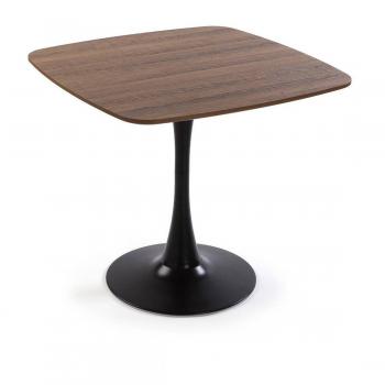 Mesa de Comedor SVEG de Madera Acabado Natural y Base Negra de Metal 22020098, Medidas (Al x L x An) 73 x 80 x 80 cm, Madera, PVC y Metal,