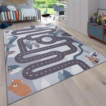 Alfombra Infantil Juego Para Dormitorio Niños Motivo Calles Con Animales Crema ø 200 cm