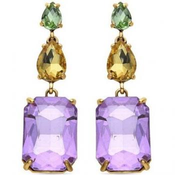 Pendientes de Cristal Morado acabados en oro amarillo de 18k - Phiaqua
