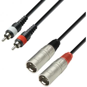 Adam Hall K3 TMC 0300 - 3m Audio Cable with 2 Male RCA to 2 Male XLR Connectors