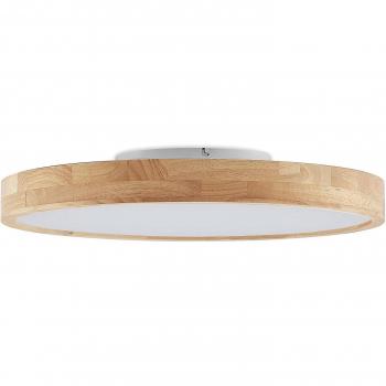 Lámpara de techo LED Lindby Lanira Ø 60 cm, madera de roble, CCT, moderna, color marrón, para salón y comedor