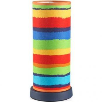 Lámpara de mesa ARCOBALENO Metal, Tela Arco Iris Cilíndrica, Diseño Arcoíris