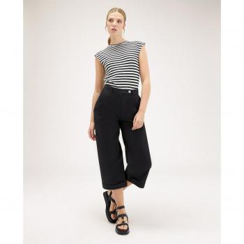 Motivi - Pantalón culotte de mujer en tejido liso con elegantes pliegues y corte cropped