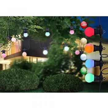Guirnalda 4,50 metros con 10 bombillas LED de colores 0,48W apta para uso exterior