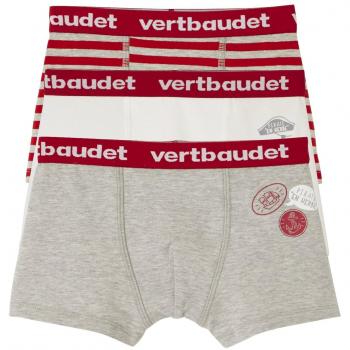VERTBAUDET Lote de 3 Boxers Stretch para niño Gris Claro Jaspeado 2-3 Anos, 94CM