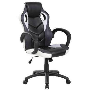 Poltrona Gaming Adulto Serena Group Las Vegas - Blanco y Negro - 61x66x106/116 cm