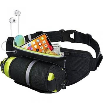 MYCARBON Cinturón de Correr para Botellas de Agua Bolsa Deportiva Riñonera Impermeable Running con Bandas Reflectantes Multi-capa Alta Capacidad para Deportes Gimnasio para Móvil de 6 Pulgadas